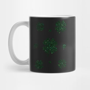 St Patricks Day, Dark Green 4 Leaf Faux Glitter Clovers Mug